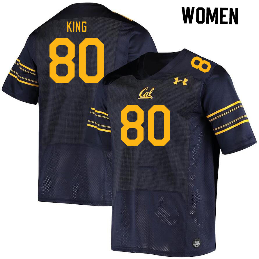 Women #80 Jordan King California Golden Bears College Football Jerseys Stitched Sale-Navy